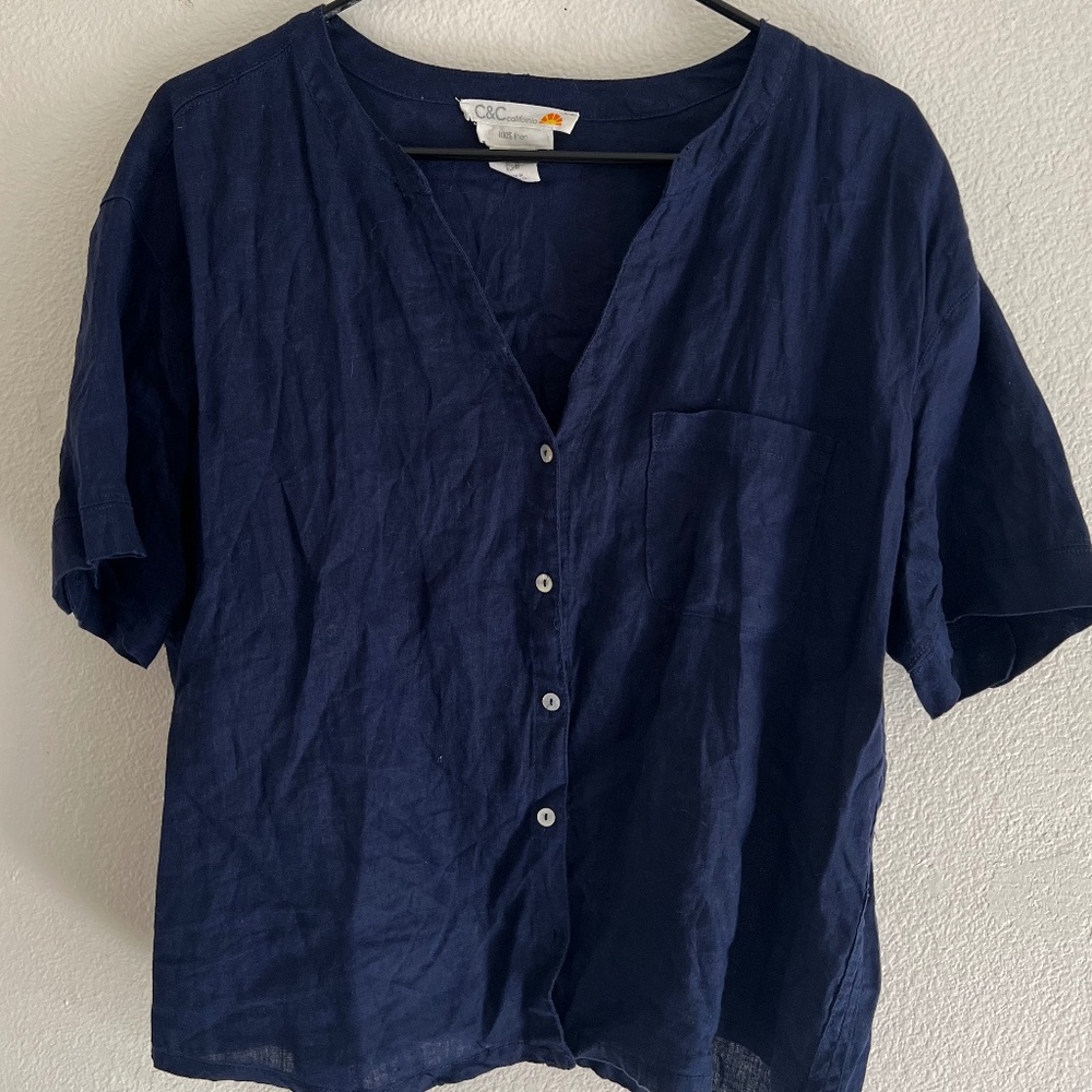 Deep Blue Linen Shirt